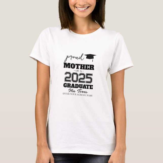 Camiseta Mãe orgulhosa personalizada de um formando de 2025 (Frente)