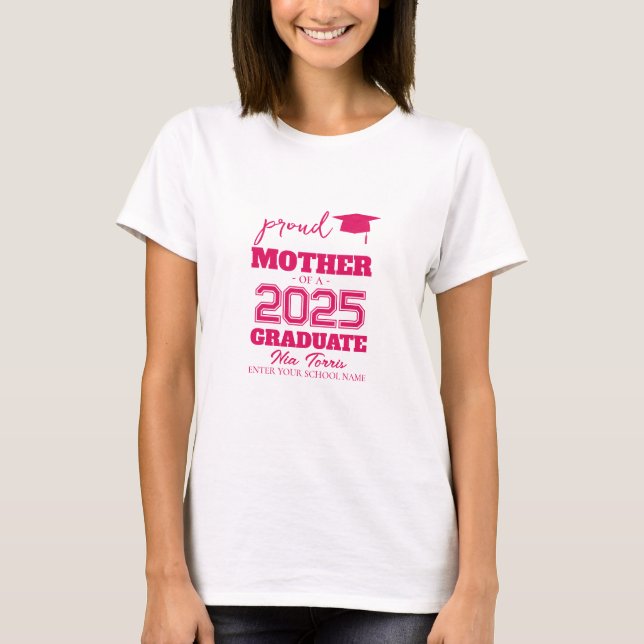 Camiseta Mãe orgulhosa personalizada de um formando de 2025 (Frente)