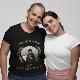 Camiseta Mãe Orgulhosa Personalizada de um Graduado Foto Gr