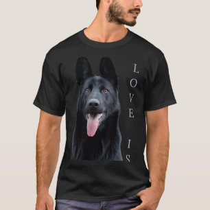 Camiseta Mãe Pai Amor Cachorro Pastor Alemão Preto