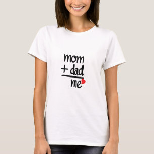 Camiseta Mãe + Pai = Eu com Coração Design de família bon