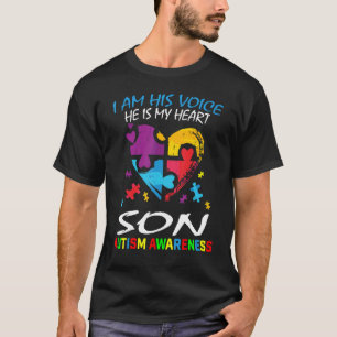 Camiseta Mãe Pai Eu Sou Sua Voz Ele É Meu Coração Filho Aut