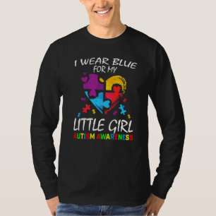 Camiseta Mãe Pai Eu Visto Uma Garota Azul Filha Autismo Aut