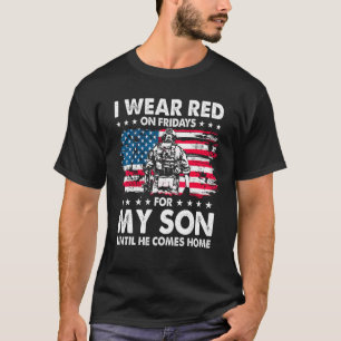 Camiseta Mãe Pai Eu Visto Vermelho às sextas-feiras para o