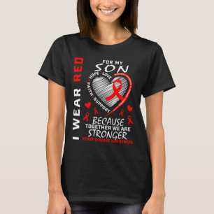 Camiseta Mãe Pai Eu Visto Vermelho Para Meu Filho Doença Ca
