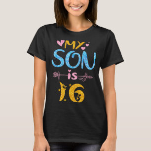 Camiseta Mãe pai mamãe papai feliz aniversário filho tem 16