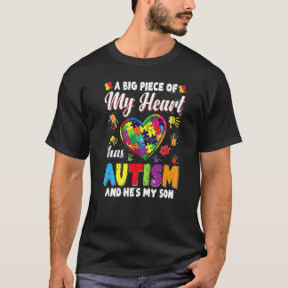 Camiseta Mãe Pai Menino Autista Parte Meu Coração Tem Autis