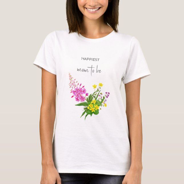 Camiseta Mãe Para Ser Adorável Flor Silvestre  Script Amare (Frente)