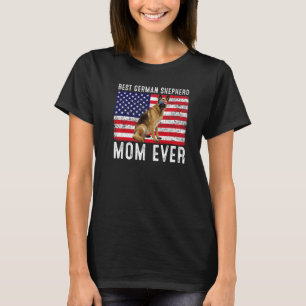 Camiseta Mãe Pastor Alemão EUA Bandeira Americana Cachorro