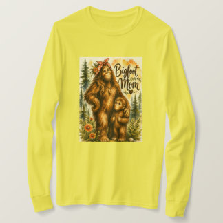 Camiseta Mãe Pé Grande Aquarela Floresta Sasquatch Mamãe Pa