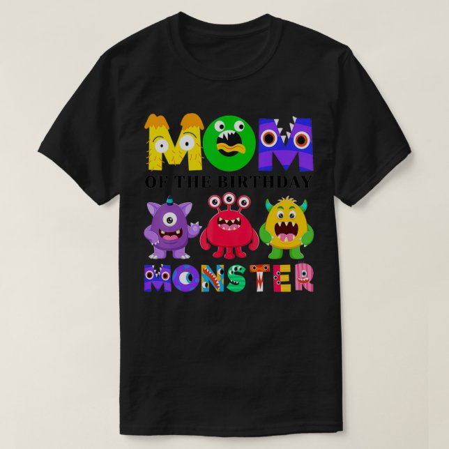 Camiseta Mãe Pequena Família de primeiros aniversarios Mons (Frente do Design)
