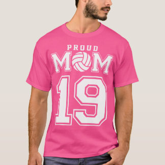 Camiseta Mãe Personalizada de Voleibol Orgulhoso Número 19 