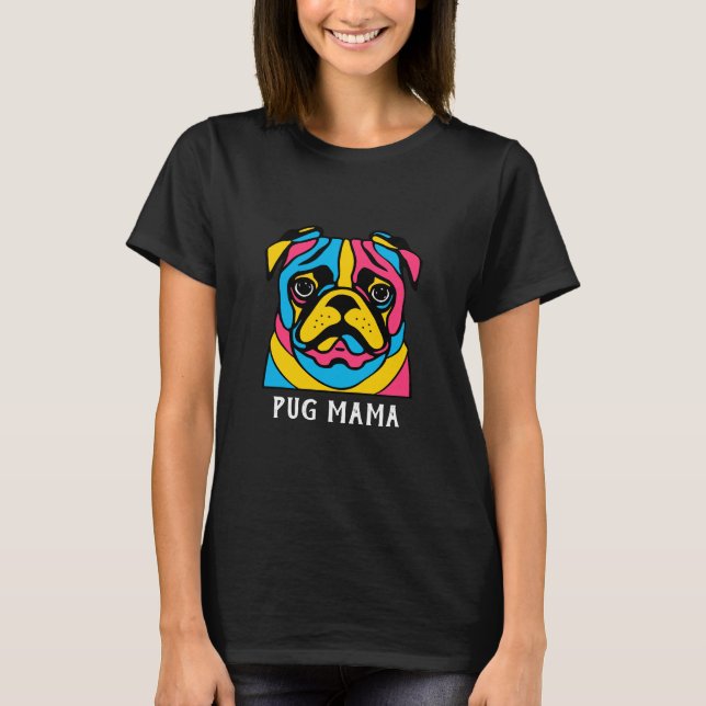 Camiseta mãe personalizável de 3 tons pug (Frente)