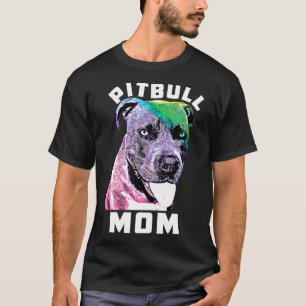 Camiseta Mãe Pitbull Blue Nose Estilo Pop Art Cool Mulheres