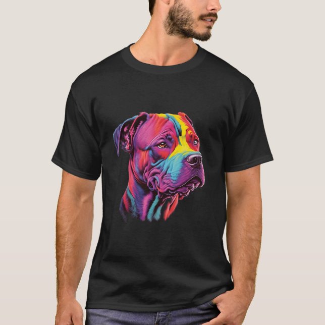 Camiseta Mãe Pitbull Dono de Pitbull Colorido (Frente)