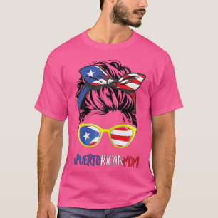 Camiseta Mãe Porto-Riquenha Mulheres Coque Desarrumado Port