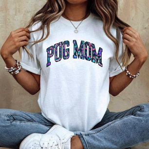 Camiseta Mãe Pug - animal colorido leopardo