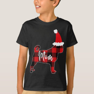 Camiseta Mãe Pug Cachorro Natal Mamãe Pajama Xadrez Vermelh