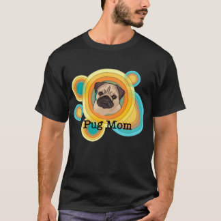 Camiseta Mãe pug colorido retrô 