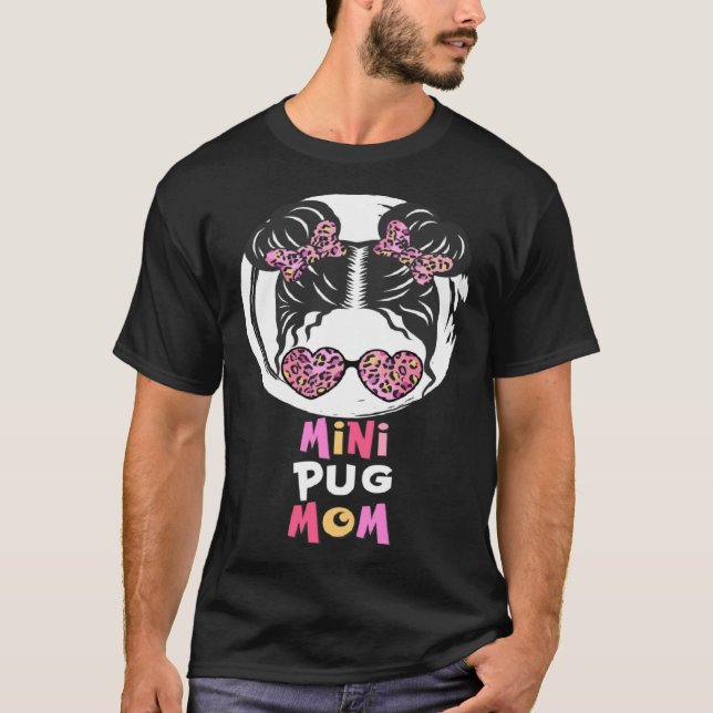 Camiseta Mãe Pug Mini Pug cachorro menina fofa (Frente)