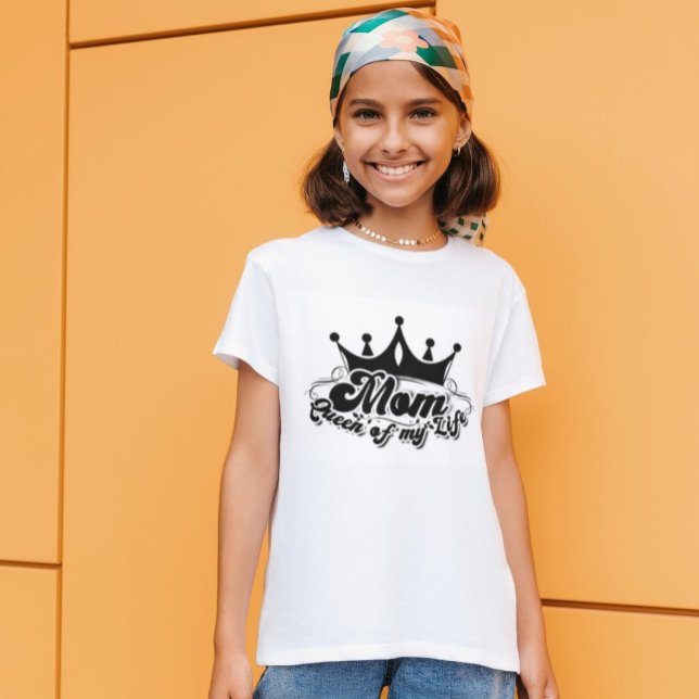 Camiseta MÃE Rainha da minha vida Meninas brancas T-Shirt (Criador carregado)