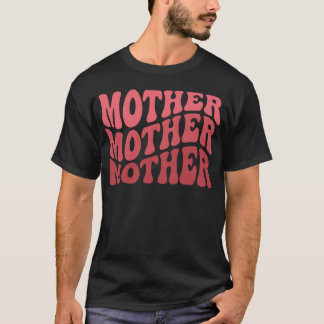 Camiseta Mãe rosa-branca, família ondulada