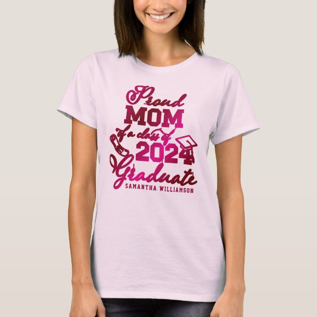 Camiseta Mãe Rosa Personalizada Orgulhosa Do Formando De 20 (Frente)
