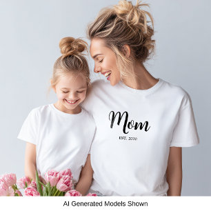 Camiseta Mãe Rótulo Preto Estabelecida