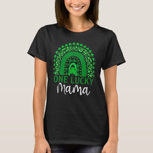 Camiseta Mãe Rua De Vida Patrick S Day One Lucky Mama Leopa (Frente)