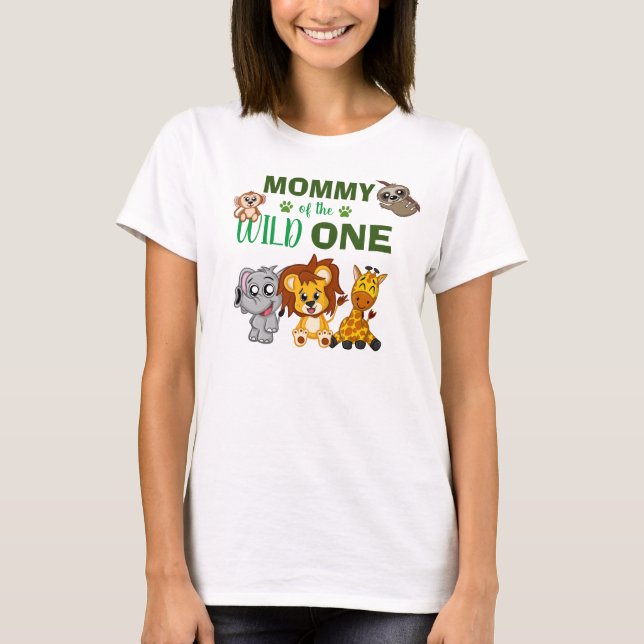 Camiseta Mãe Selvagem do Zoo Safari de Uma Mamãe Selvagem (Frente)