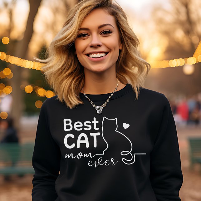Camiseta Mãe Simples Fofa e Divertida que Ama Gatos Pretos  (Criador carregado)