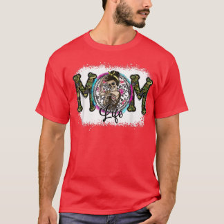 Camiseta Mãe solta Vida Leopardo Esqueleto Camoue Mãe da Mã