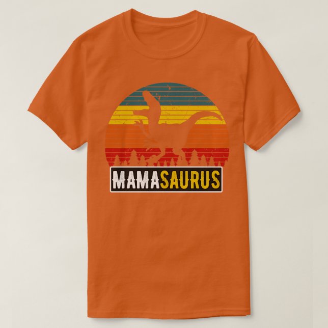 Camiseta Mãe Ssaurus Mãe TRex Dinossauro Retro Mãe (Frente do Design)