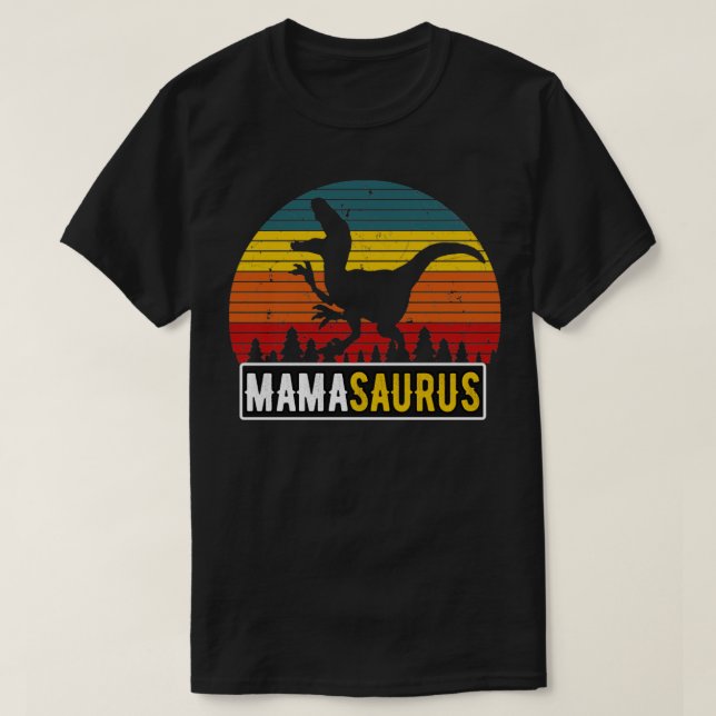 Camiseta Mãe Ssaurus Mãe TRex Dinossauro Retro Mãe (Frente do Design)