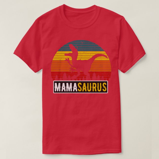 Camiseta Mãe Ssaurus Mãe TRex Dinossauro Retro Mãe (Frente do Design)