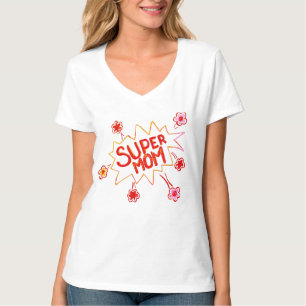 Camiseta Mãe Super Mãe Flor Borracha De Bicho Desenhando Mã