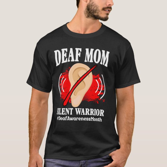 Camiseta Mãe surda Sinal de surdez Aumentando surdo (Frente)
