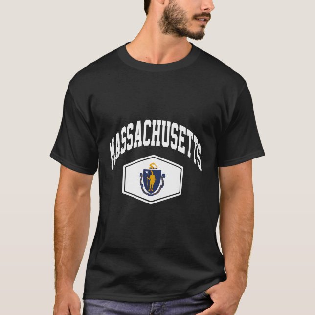 Camiseta Mãe Throwback Massachusetts Flag (Frente)