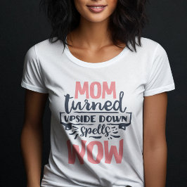 Camiseta Mãe Uau dia de as mães fofo cinza rosa tipografia
