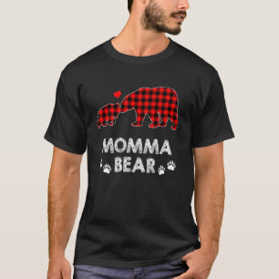 Camiseta Mãe Ursa Mulher Vermelha Xadrez Natal Família Paja