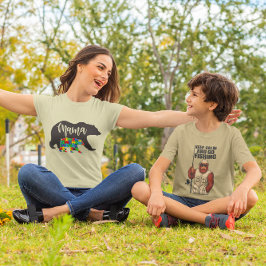 Camiseta Mãe Urso com Autismo e Filhote de Urso