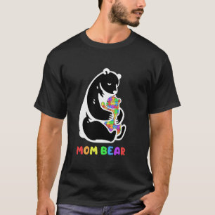 Camiseta Mãe Urso Conscientização do Autismo Mamãe Peça do