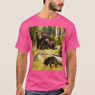 Camiseta Mãe Urso E Bebês Negra Família 1
