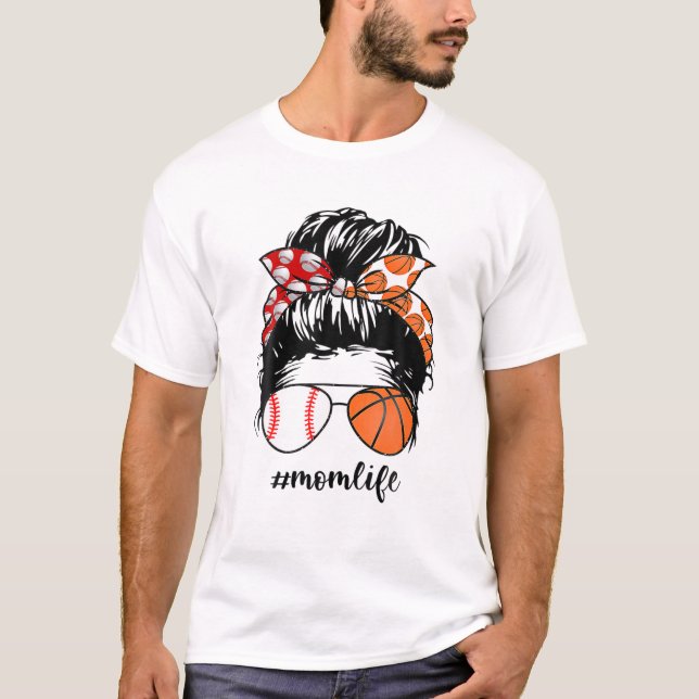 Camiseta Mãe Vida Baseball Basball Mãe Maneira Engraçada (Frente)