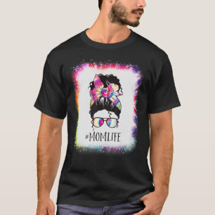 Camiseta Mãe Vida Correspondente Família Ama Tie Dye Bleach