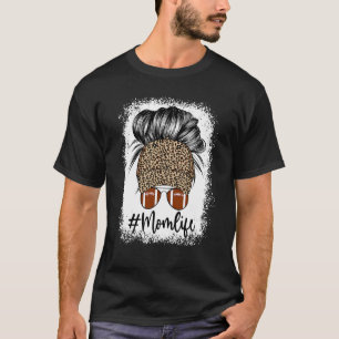 Camiseta Mãe Vida Futebol Mensageiro Bun Leopard Boné Mãe