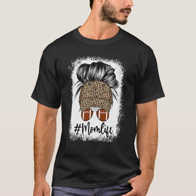 Camiseta Mãe Vida Futebol Mensageiro Bun Leopard Boné Mãe (Frente)