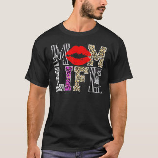 Camiseta Mãe Vida Lábios Leopardo Dia de as mães