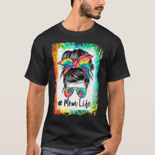 Camiseta Mãe Vida Má Cabelo Roubo Óculos De Sol Tie Dye Mãe