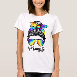 Camiseta Mãe Vida Má Cabelo Roupa Tie Dye Dia de as mães